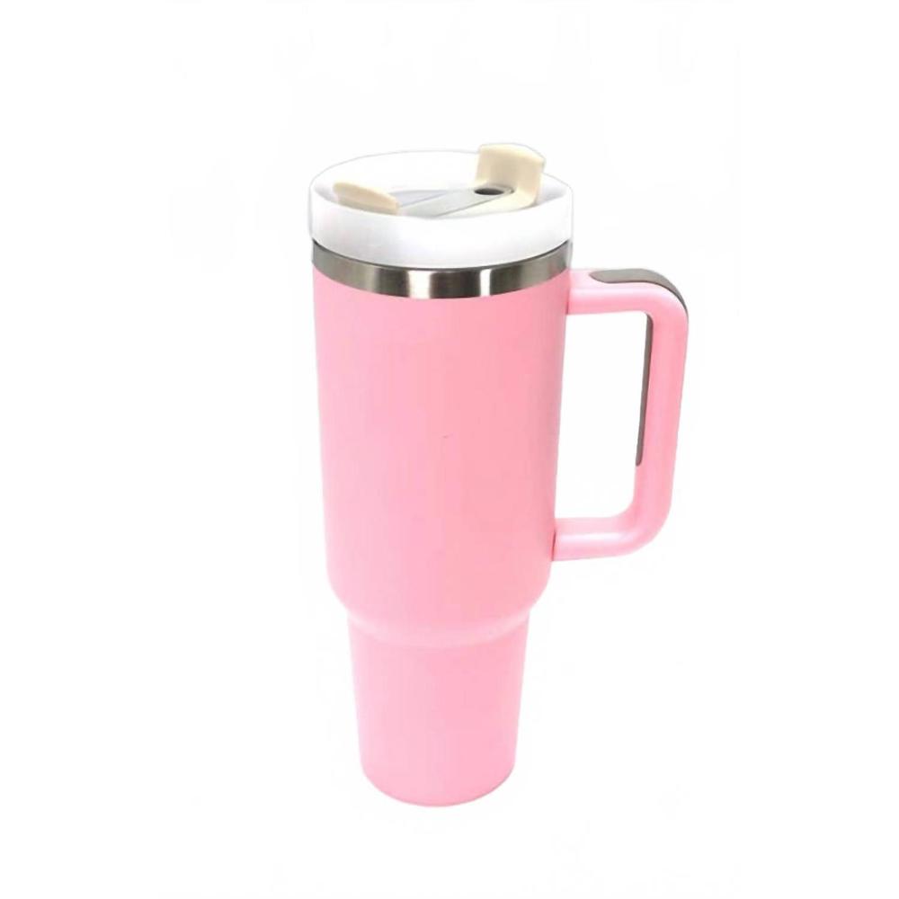 NEW WALL TO WALL tumbler stainless steel 40oz solid pink with handle in pink